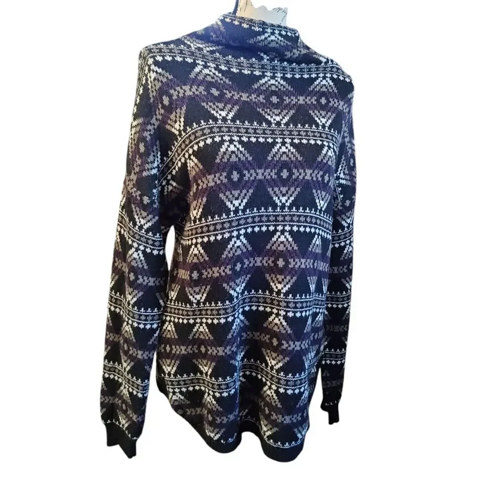 SHERPA Brand High Neck Aztec Sweater Size Medium Merino Alpaca Wool Blend Warm